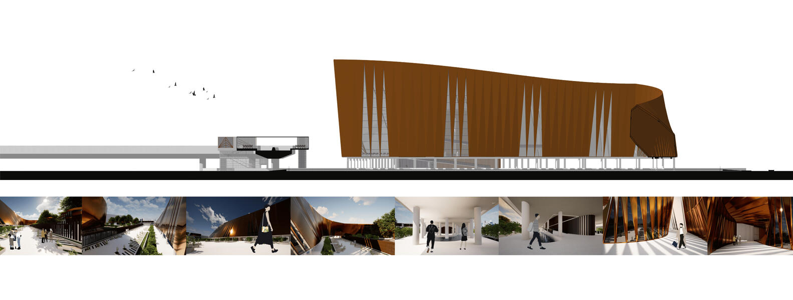 visualization of boulevard and skybridge of north sumatera cultural center