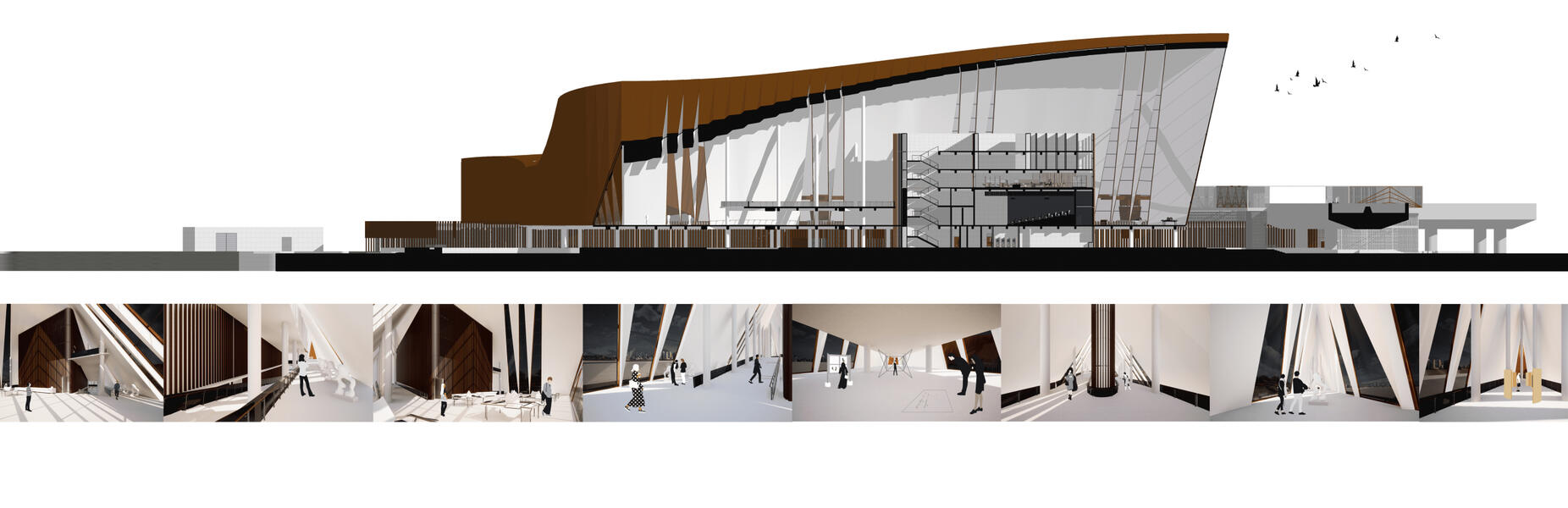 visualization of food court, movie center, and library of north sumatera cultural center